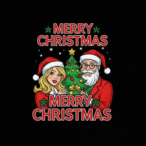 Christmas Vibes: Friendly Figures Comic-Inspired Design