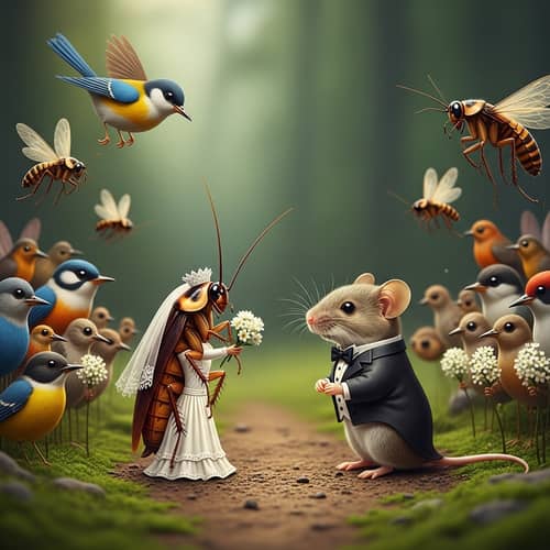 Whimsical Wedding: Female Cockroach & Male Mouse Ceremony Whimsical Wedding: Female Cockroach & Male Mouse Ceremony