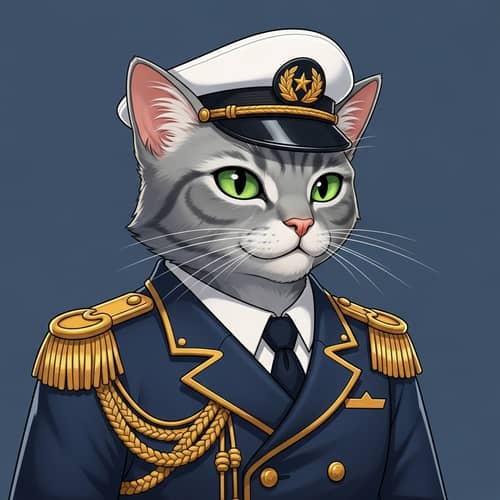 Nautical Captain Cat - Swanky Feline Sea Captain