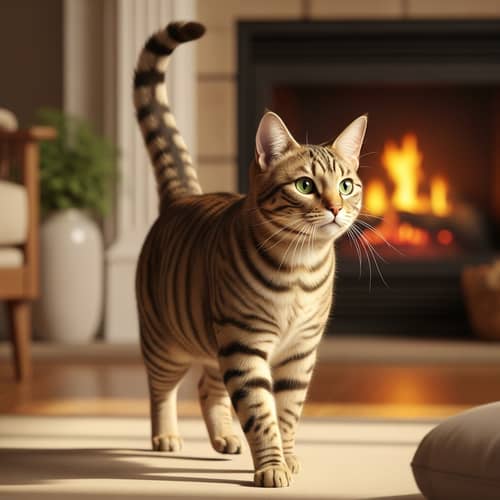 Graceful Domestic Cat with Enchanting Glow | Warm Home Setting