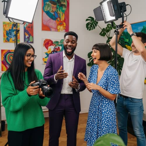 Fun Vlog Recording Session with Diverse Friends