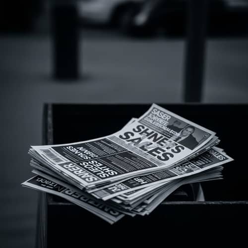 Urban Abandonment: Gritty Scene of Discarded Sales Flyers