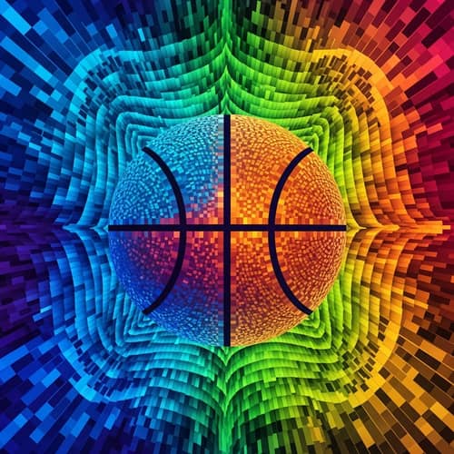 Abstract Basketball Art: Vibrant Pixelated Design