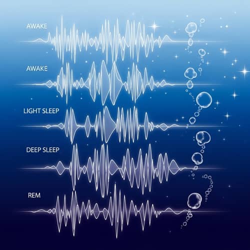 Surrealistic Interpretation of Sleep Stages with Glowing Brain Waves