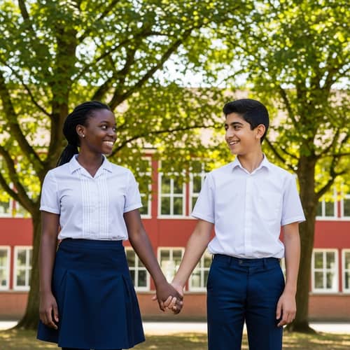 School Children Holding Hands Outdoors | Friendship and Diversity