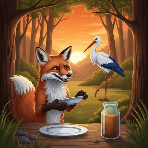 Cunning Red Fox Prepares Dinner in Forest