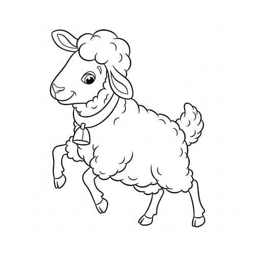 Playful & Energetic Sheep Coloring Page for 7-year-olds
