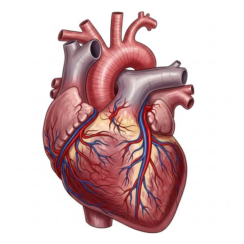 Bovine Heart Anatomy: Detailed Depiction of Atria, Ventricles & Blood Vessels