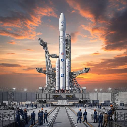 Space Rocket Launchpad - Preparation for Imminent Launch