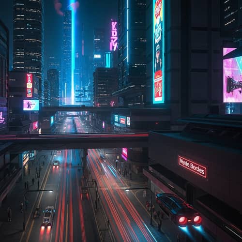 Futuristic Cityscape: A Hyper-Connected Society of Electric Dreams