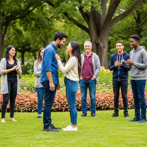 Multicultural Love Story in a Green Park - Comedy and Affection