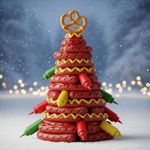 Unique Hot Dog Christmas Tree | Festive Food Art