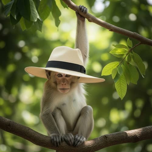Playful Monkey with Charming Hat | Curious Expression