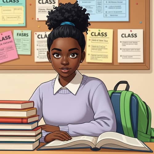 Youthful African Teenage Girl - Studious School Setting