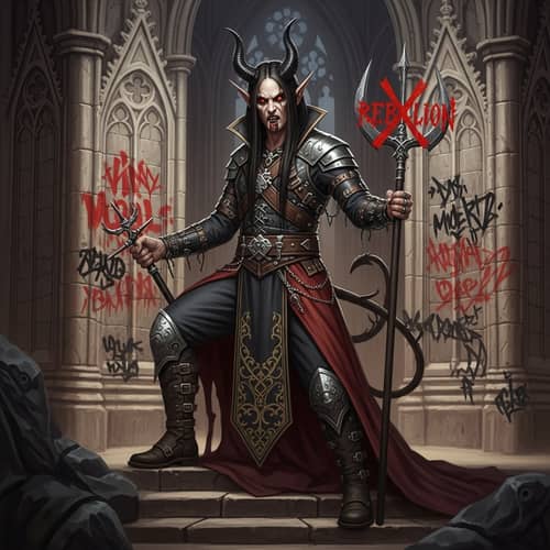 Gothic Rebellion: Mythical Figure Illustration