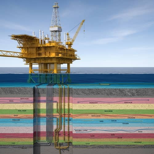 Offshore Oil Platform & Geological Layers Overview