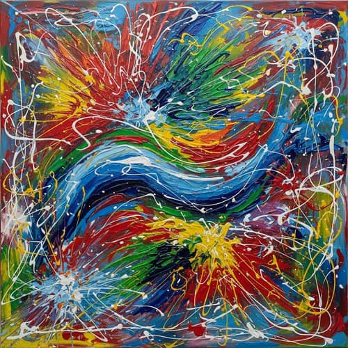 Vibrant Abstract Painting: Energetic Color Explosion
