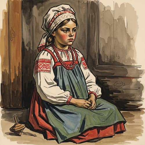 Traditional Russian Attire: Pre-1912 Social Realism Depiction