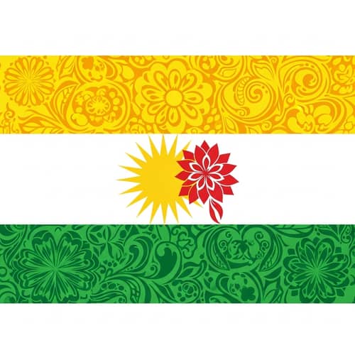 Vibrant Alevism & Kurdistan Flag Design with Abstract Floral Patterns