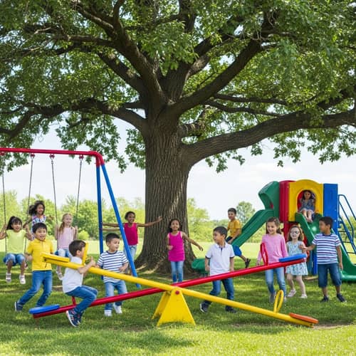 Lively Children Playgrounds | Joyful Multicultural Kids at Play