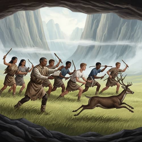 Academic Collaboration: Hunt Scene in Ancient Style Cave Painting