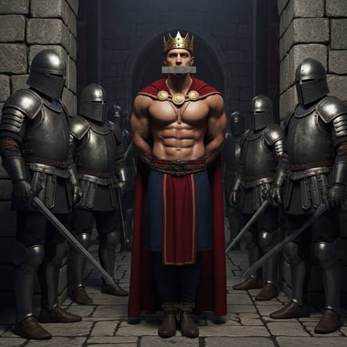Medieval Prince Captured - Dungeon Scene in Stone Fortress