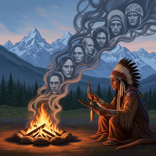 Native American Shaman Campfire Ritual with Warrior Spirits