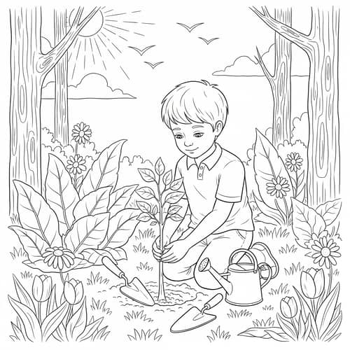 Connecting with Nature: A Boy's Bond and Care for the Environment