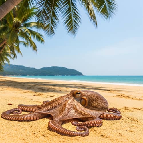Relaxed Octopus on Phuket Beach - Tranquil Sea Views