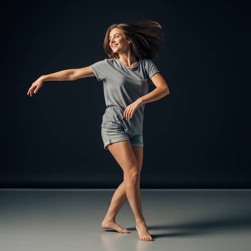 Jubilant Caucasian Girl Dancing with Joy | Dance Photography