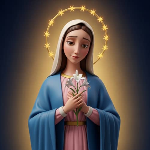 Stunning 3D Render of Virgin Mary in Animated Film Style