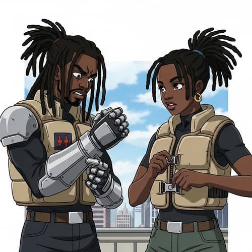 Black Anime Characters with Dreadlocks Preparing for War | Boondocks Style