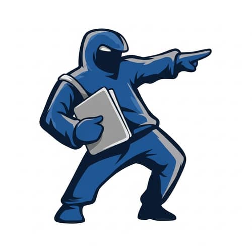 Abstract Blue and Grey Mascot | Friendly Guide Artwork