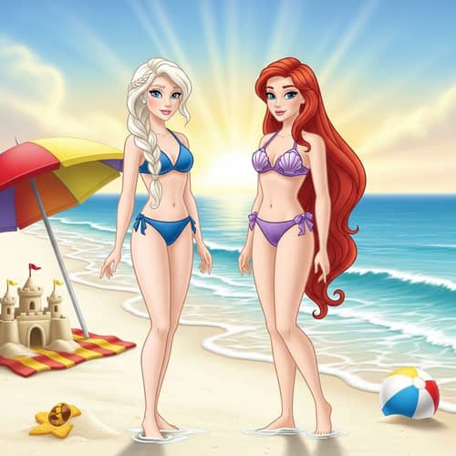 Fictional Princess Characters on Sunny Beach | Summer Vibes