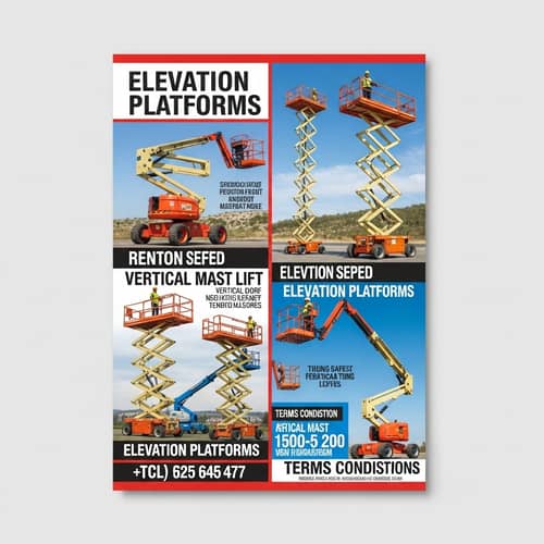 Eye-Catching Elevation Platforms Rental Flyer | For Construction & Warehouses