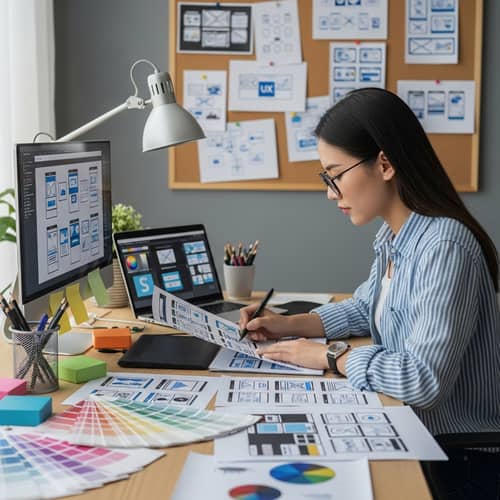 Asian Female UX Designer at Work | Professional Design Scene