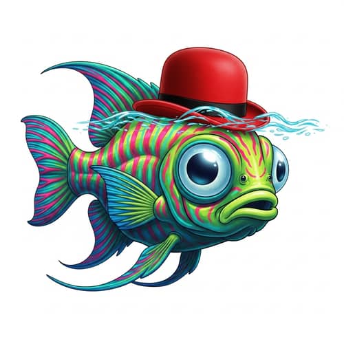 Extraterrestrial Alien Fish in Vibrant Neon Colors