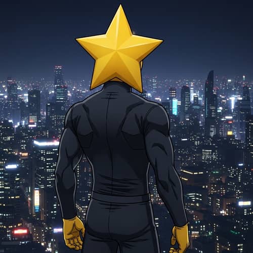 Cartoon Style Webtoon Manhwa Character with Unique Yellow Star Head
