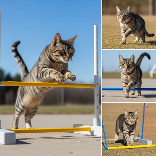Athletic Cat Showing Agility in Sports Activities