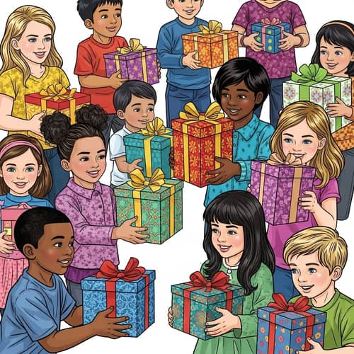 Colorful Islamic Gift Box Exchange | Excited Children Pop Art