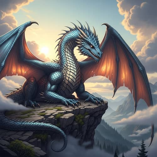 Majestic Dragon: Shimmering Scales & Powerful Wings