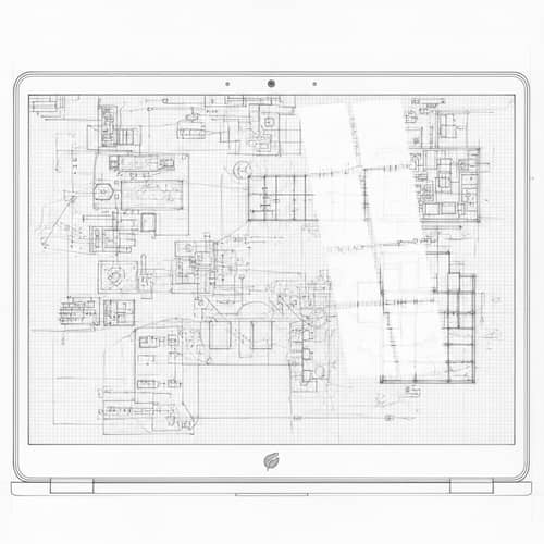 Detailed Sketch of Laptop Screen - Intricate Hand-drawn Art