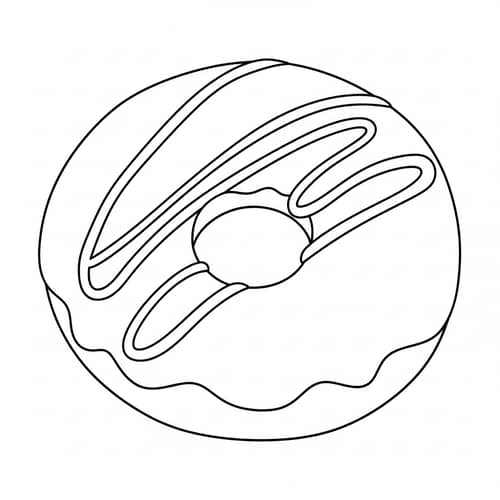 Simple Doughnut Line Art for Kids Coloring