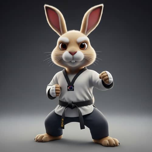 3D Animated Rabbit in Taekwondo Stance - Martial Arts Pose