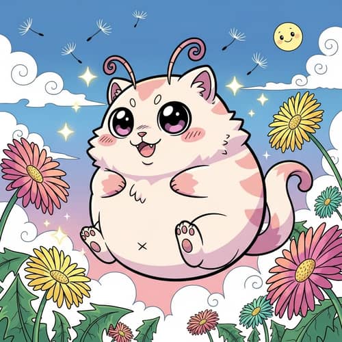 Whimsical Japanese-Style Plump Character Illustration