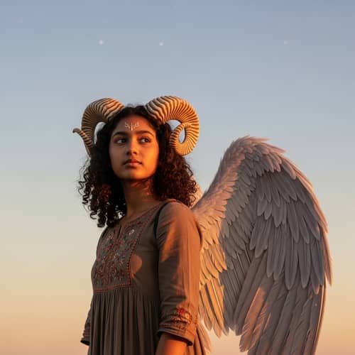 South Asian Girl with Curly Hair | Horns and Wings