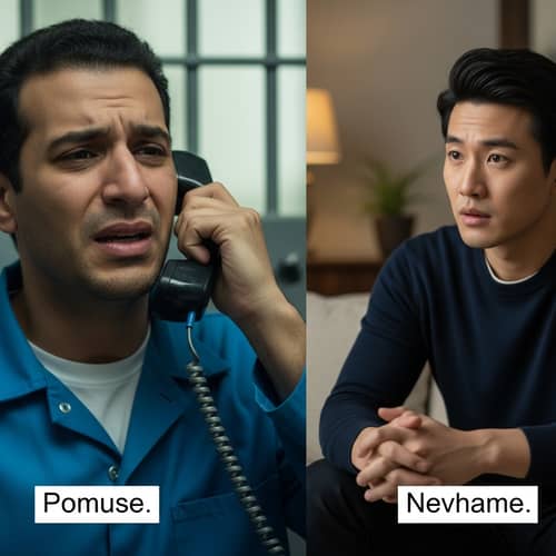 Prisoner Talking on the Phone with His Friend