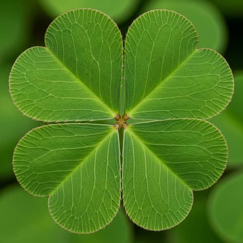 Lush Four-Leaf Clover Image | Green Heart-Shaped Leaves