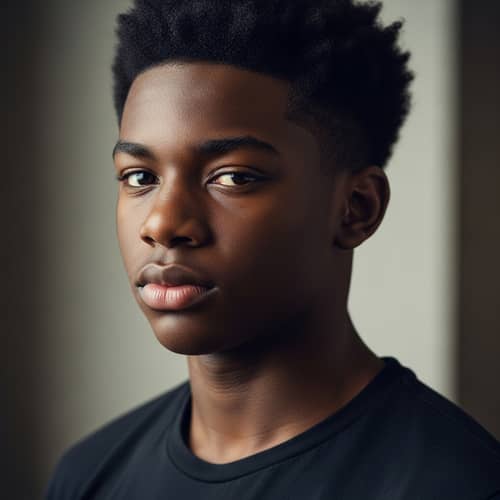 Striking African American Teen Boy with Strength and Resilience