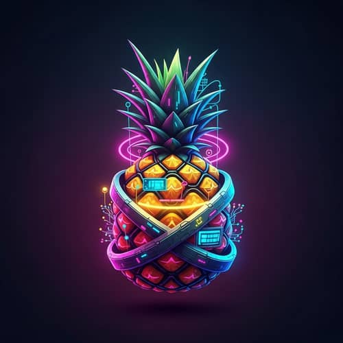 Cyberpunk Style Pineapple Logo | Futuristic Design